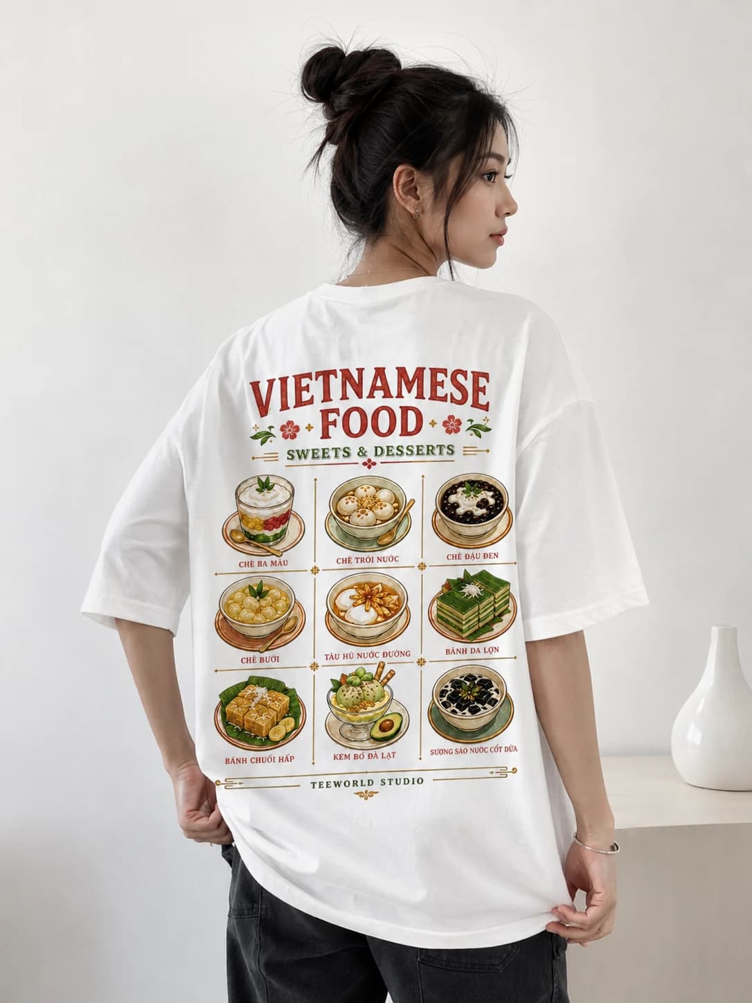 Chín món ngọt Việt Nam với áo Teeworld Món Ngọt Việt Nam Tee · Trắng